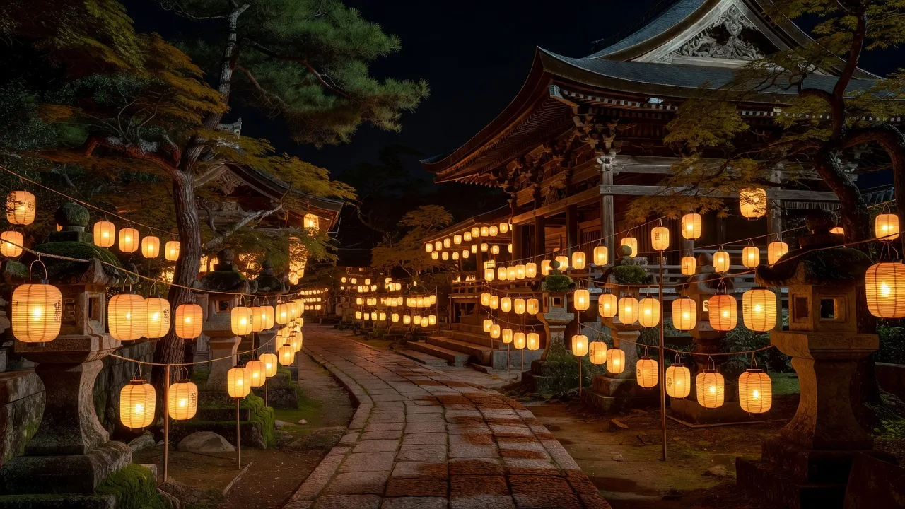 夜の灯篭祭りのイメージ写真